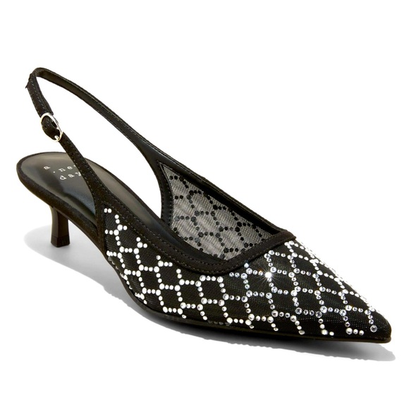 a new day Shoes - Women's Gigi Embellished Slingback Kitten Heels - A New Day™ Black 6 NWT